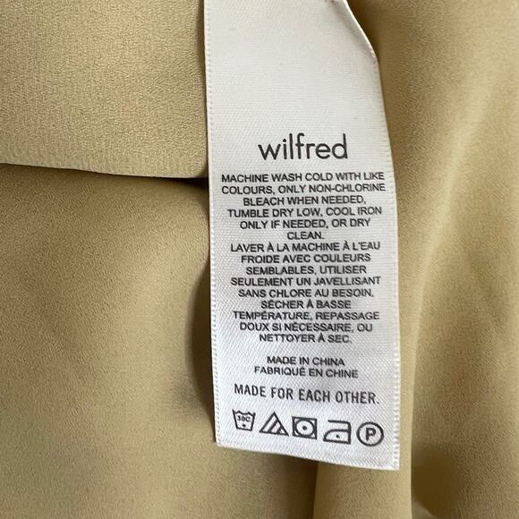 Wilfred Womens Daydreamer V-Neck Mini Dress Large Brown White Pleated Chiffon - Picture 7 of 7